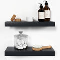 Homeforia Black Floating Shelf 18 inch, High End Solid Real Wood 18inch Bathroom Floating Shelves for Wall Mounted, Black Wooden 18in Floating Shelves, Heavy Duty Bracket, 18 X 6.5 X 1.75 in, Set of 3