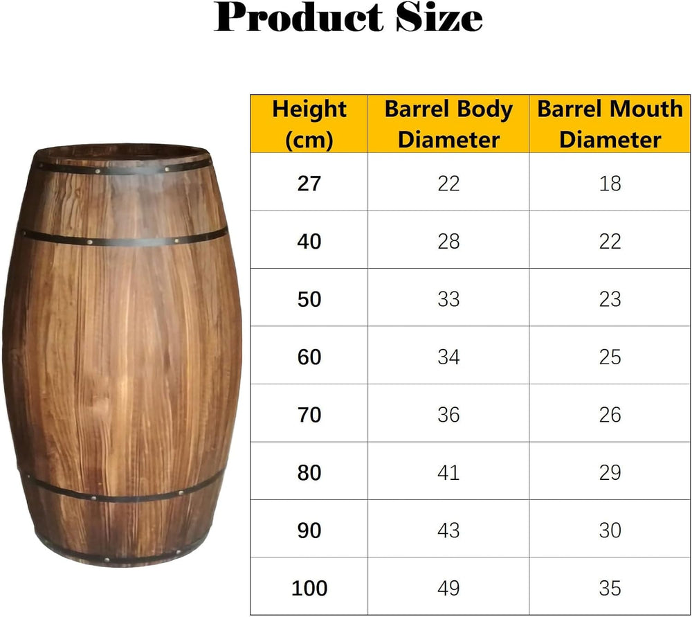 Rustic Whiskey Wine Barrel Side Table with Metal Bands, Solid Wood Barrel Acc...