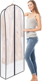 Zilink Fur Coat Storage Bags Dress Bags for Gowns Long 60 in, 2 Pack | 7 in Gussted, Wrinkle Free, Breathable, Dust Covers for Hanging Clothes for Leather Jacket Fur Coat Puffy Dress Storage