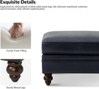HULALA HOME Genuine Leather Ottoman Coffee Table, Ottoman Foot Rest for Living Room, Navy