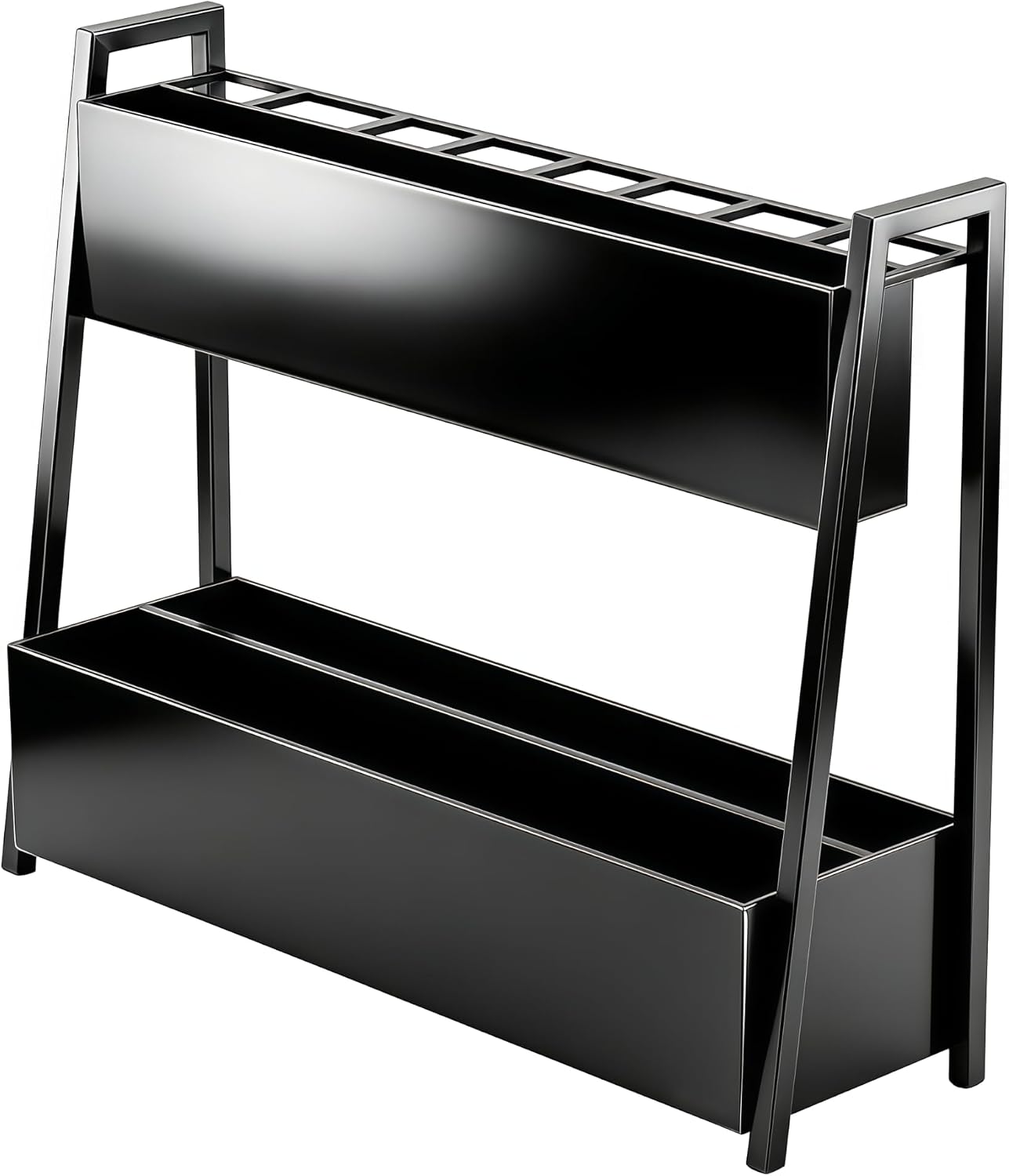 Large Square Metal Umbrella Stand for Entryway with Drip Tray | Hold up to 16 long and 32 compact umbrellas in one stand: keep your entryway clutter-free and floors dry with a drip tray