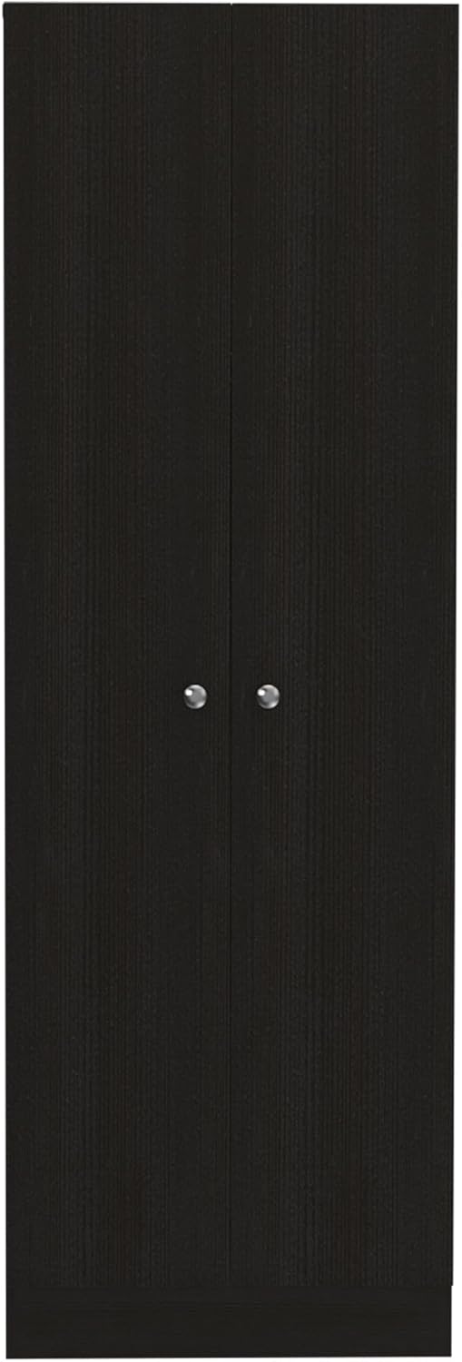 HomeRoots 71" Black Wood Pantry Or Storage Closet