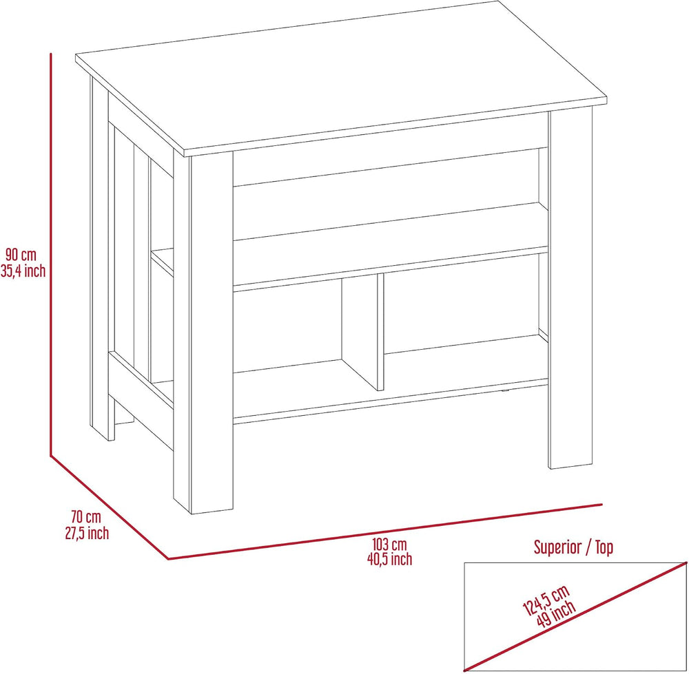 Kitchen Island with Four Legs and Three Shelves - Dark Brown | Three shelves ...