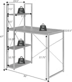 Convenience Concepts Desigsn2Go Office Workstation Desk 36" - Modern, Contemporary Writing Accent with Storage Shelves for Dorm Room & Home Study, Charcoal Gray