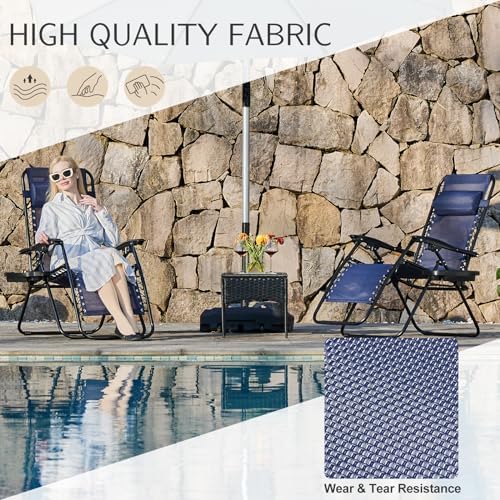Sweetcrispy Zero Gravity Chairs Set of 2, Outdoor Folding Reclining Lounge Ch...