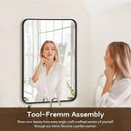 20x28 Rounded Rectangle Bathroom Mirrors for Over Sink, Black Vanity Mirror with Metal Frame Wall Mounted, Modern Farmhouse Mirror for Restroom, Bedroom, Entryway Decor