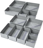 DIMJ Drawer Organizer Clothes, 12 Pack Dresser Organizer, Foldable Closet Organization and Storage Dividers, Fabric Dresser Drawer Organizers for Underwears, Nursery, Baby Clothes, Socks, Tie (Grey)