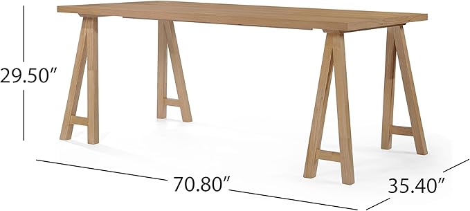 Christopher Knight Home Abraham Mid-Century Modern 7 Piece Dining Set with A-Frame Table, Light Beige + Natural Oak