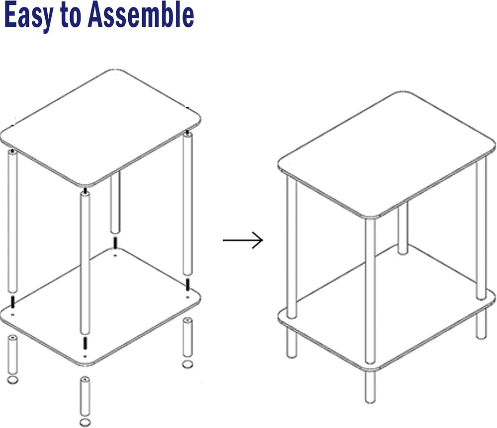 Tempered Glass Side Table, Acrylic End Table, 2-Tier Transparent Nightstand, ...