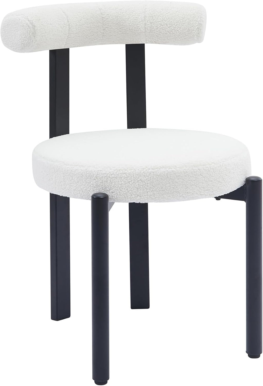 Boucle Dining Chairs Set of 4 Mid Century Modern Dining Chairs Round Cushion ...
