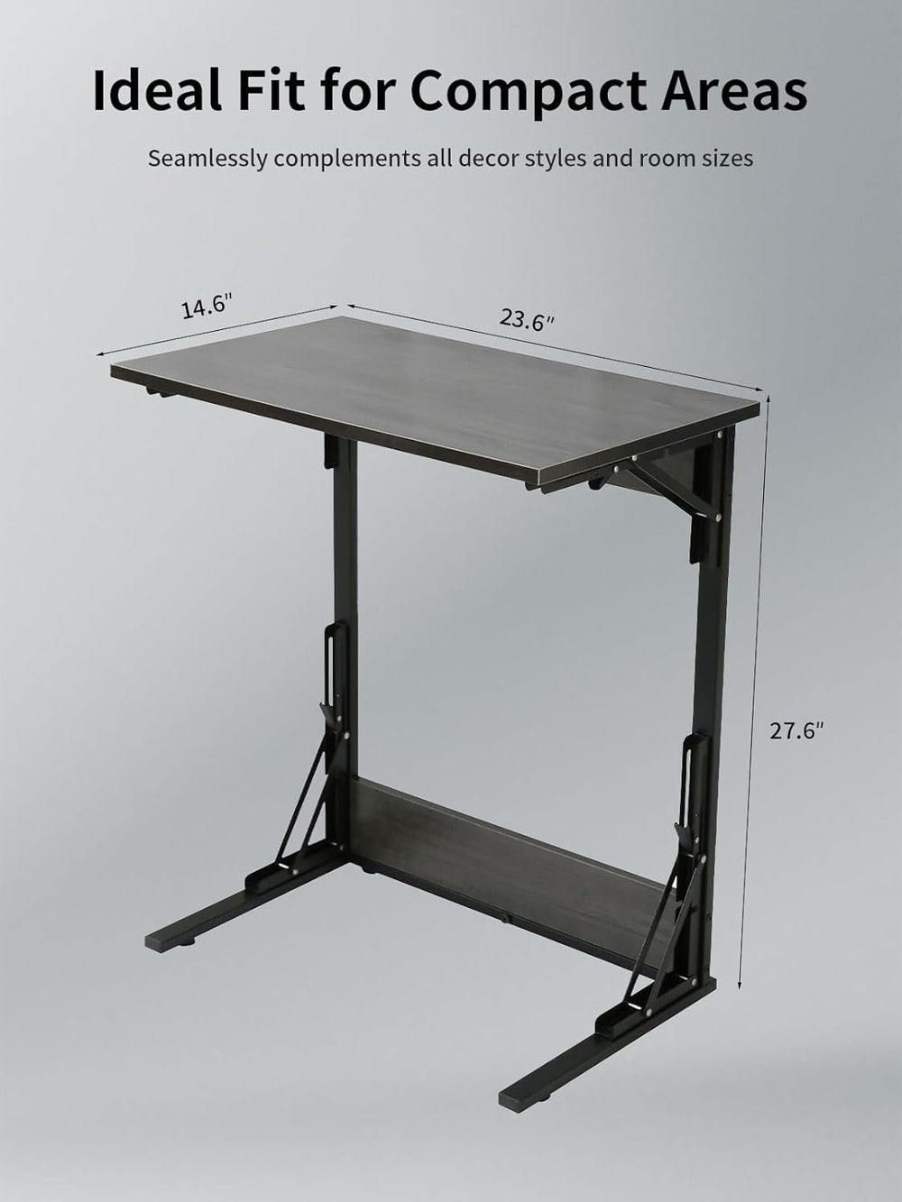 Upgraded 24" Folding C Shaped End Table, Small Sofa Side Laptop Desk, Co...