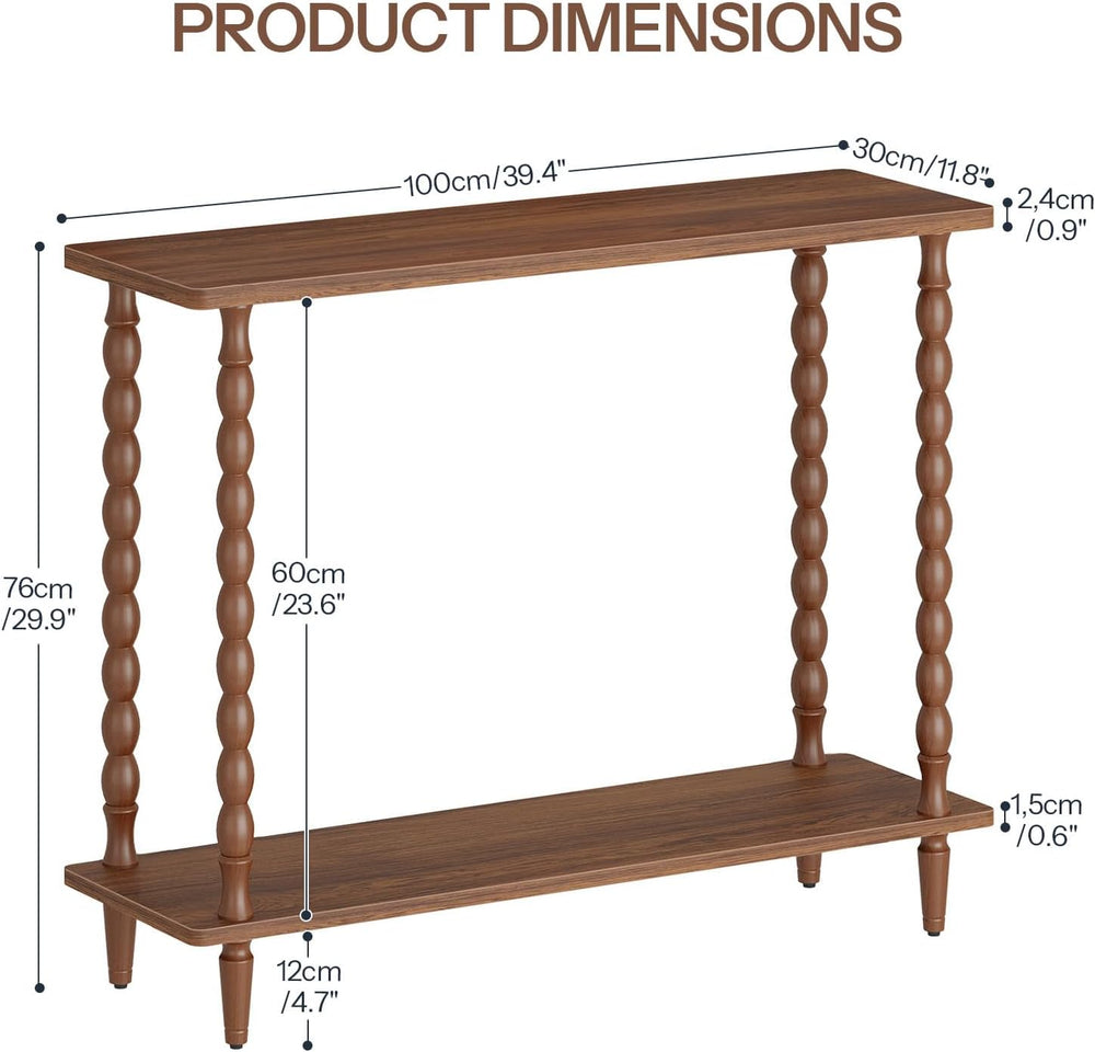 HOOBRO 39.4'' Mid-Century Console Table, 2-Tier Entryway Table with S...