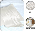 Mulberry Silk Pillow Cases Standard Size Silk Pillowcase with Zipper Soft Breathable Smooth Cooling Satin Silk Pillow Covers for Sleeping for Hair and Skin (Ivory,20"X 26",1Pcs)