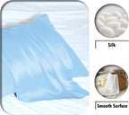Silk Pillow Cases 2 Pack Soft Breathable and Sliky Standard Size Pillow Cases Set of 2,Natural Mulberry Satin Silk Pillowcase with Hidden Zipper for Hair and Skin (Sky Blue,20"X 26",2pcs)