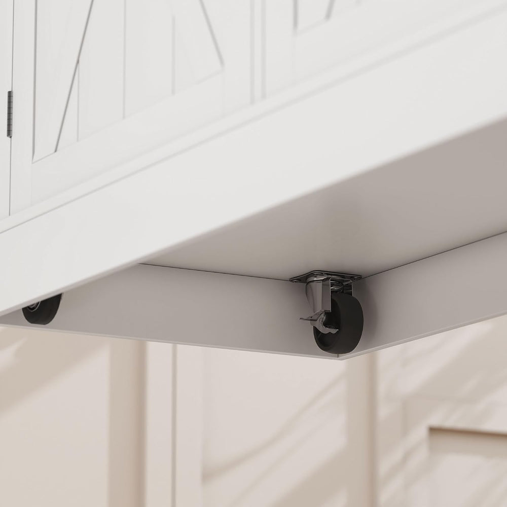 HOMCOM Rolling Kitchen Island with Drop Leaf Wood Breakfast Bar, White | Farm...