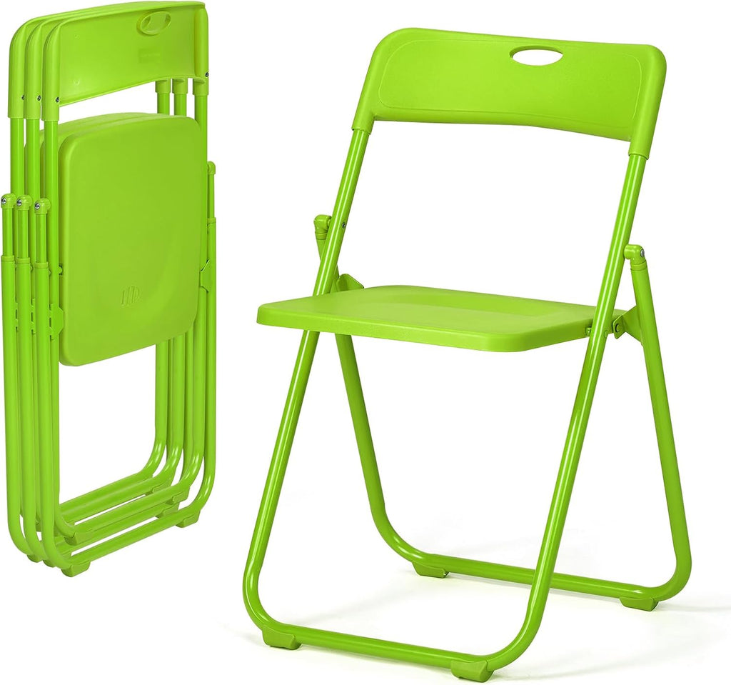 Karl home 4 PCS Plastic Folding Chair, Lightweight Foldable Chair, Green | 300LBS Capacity, Reinforced Metal Frame, for Events Office Wedding Party Picnic Kitchen Dining