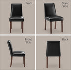 Dining Chairs Set of 4, Modern Dining Room Chairs with Wooden Legs, Faux Leather Upholstered Kitchen Farmhouse Parsons Chairs for Restaurant & Cafe- Black
