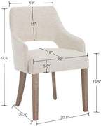 Linen Dining Chairs Set of 4 Upholstered Accent Chairs Side Chair with Wood Legs for Living Room/Dining Room/Bedroom/Restaurant, Upgraded Size, Cream