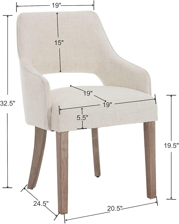 Linen Dining Chairs Set of 4 Upholstered Accent Chairs Side Chair with Wood Legs for Living Room/Dining Room/Bedroom/Restaurant, Upgraded Size, Cream