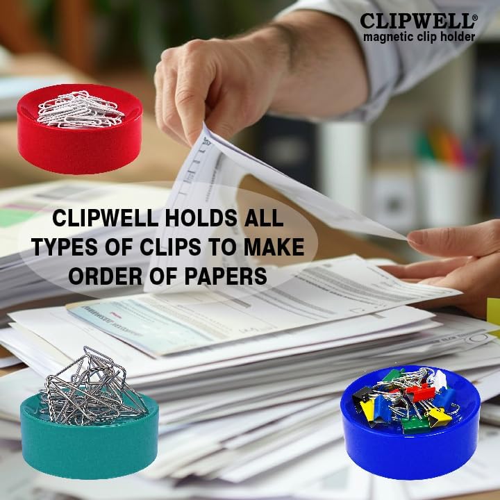 Blue Feather Products, Inc. Clipwell Magnetic Paper Clip Holder - Easy Toss & Pick-Up - Holds Various Metal Parts - Powerful Sweep-Up Magnet - Ideal Locker Accessory & Home & Office Organizer - White