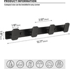 Coat Rack Wall Mount Coat Hooks - Black Hook Rack Wall Mount with 4 Hooks Aluminum Wall Rack Hooks for Hanging Coat Hat Bag Towel Hanger Rustproof Coat Holder