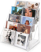 Acrylic CD Rack 5-Tier Cascading CD Storage Organizer, Holds Up to 30 CD Jewel Cases, Clear CD & DVD Display Shelf for Music, Postcards & Cosmetics（1PC）