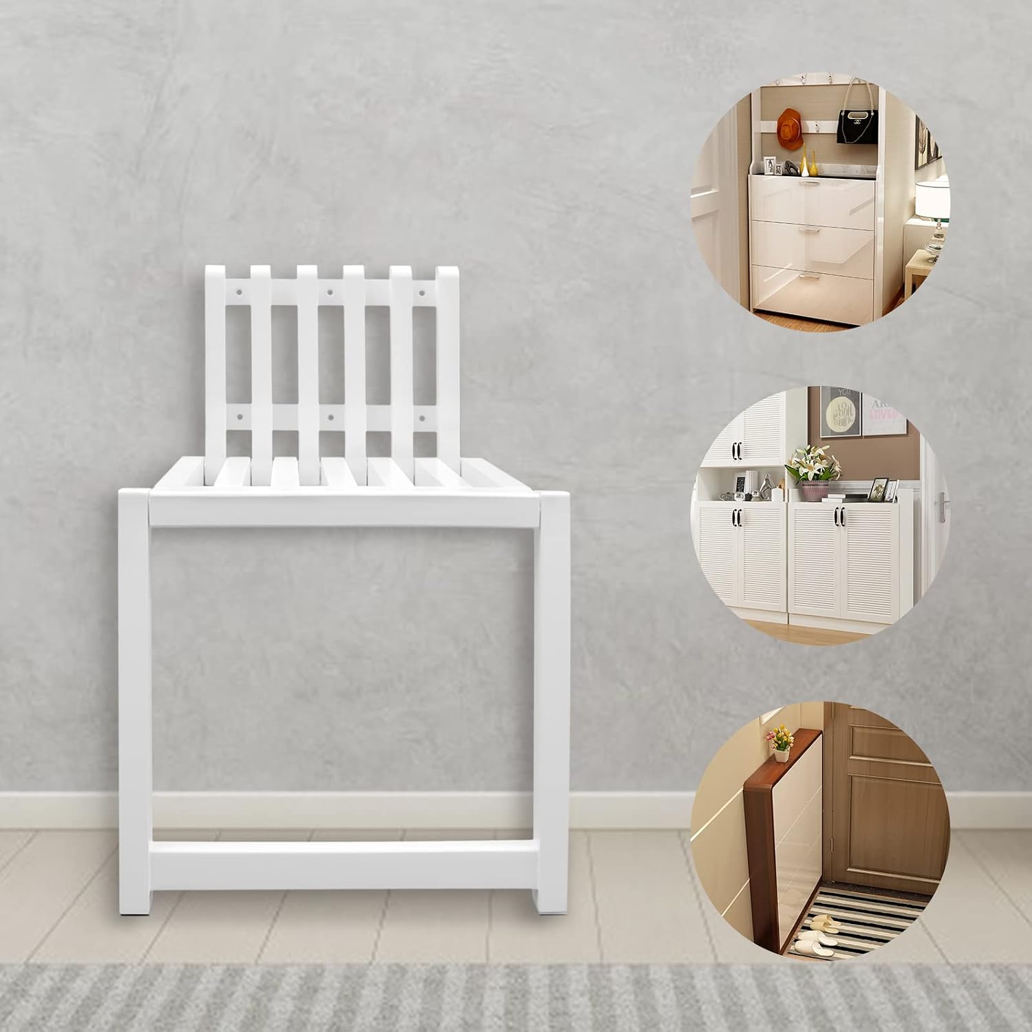 Wall Mounted Chair,Space Saving Hidden Wall Stools,Solid Wood Porch Chair,Door Shoe Cabinet Hidden Footstool Bathroom Balcony Living Stool
