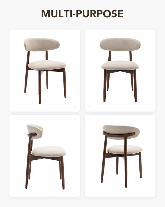 Dining Room Chairs Set of 2, Upholstered Farmhouse Dining Chairs, Modern Fabric Kitchen Chairs with Solid Wood Leg,Beige