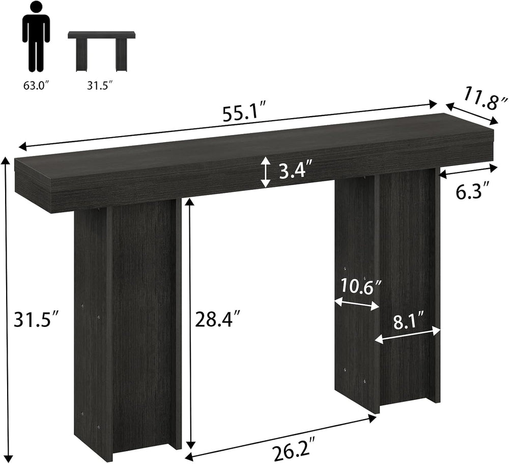 Modern Entryway Table, 55'' Wood Console Table with Storage Couch Tab...