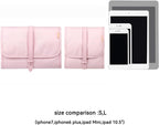 Voova Travel Jewelry Holder Organizer Case, Small Jewelry Storage Bag for Women Girls, Foldable Traveling Jewellery Pouch Roll for Necklaces Rings Earrings Bracelets, Mini, Light Pink