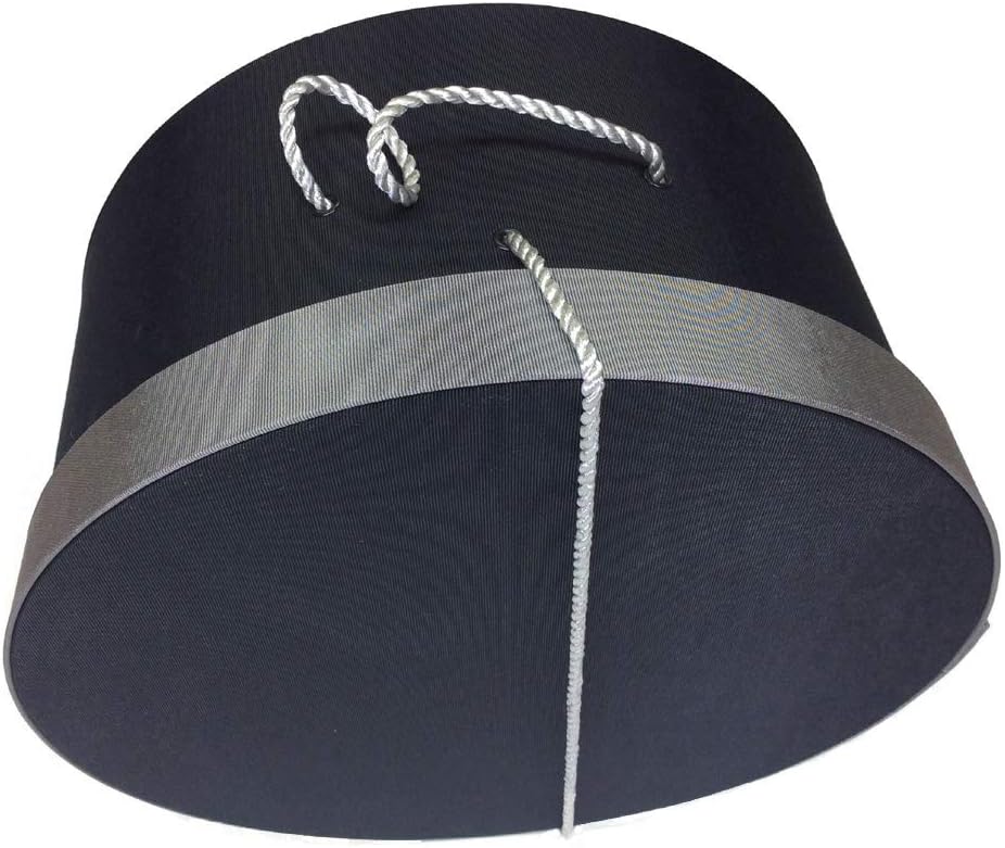 Sarah's Hat Boxes Classic Black/Gray Hat Box – 21.5" x 11.5" (Dia. x Ht.) Handmade in USA – Odorless Non-Toxic Adhesive, Cording Handle – Premium Storage for Hats & Accessories