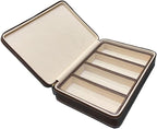 4 Slots PU Leather Eyeglasses Storage Box Sunglasses Box Jewelry Display Case Watch Box for Women Men(4GL-Coffee brown)
