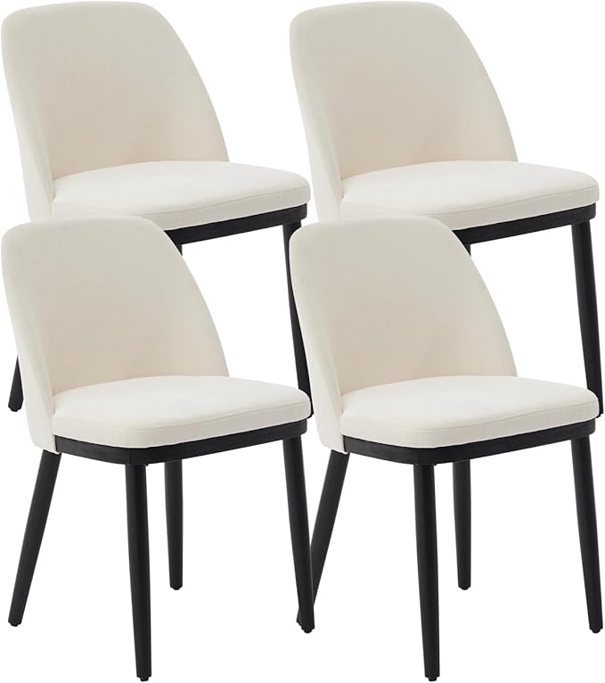 Modern Upholstered Dining Chair Set of 4, Beige