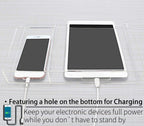 Clear Wall Tablet Holder Acrylic Wall Mounted Phone Holder for iPad, Remote Control Holder Laptop Stand for eReader Storage Caddy with Charging Holes for Kindle iPhone