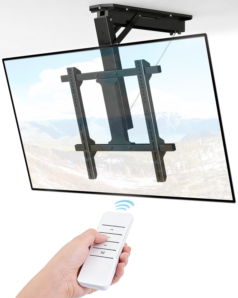 Electric Ceiling TV Mount with Remote - Motorized Ceiling TV Mount for Flat a...