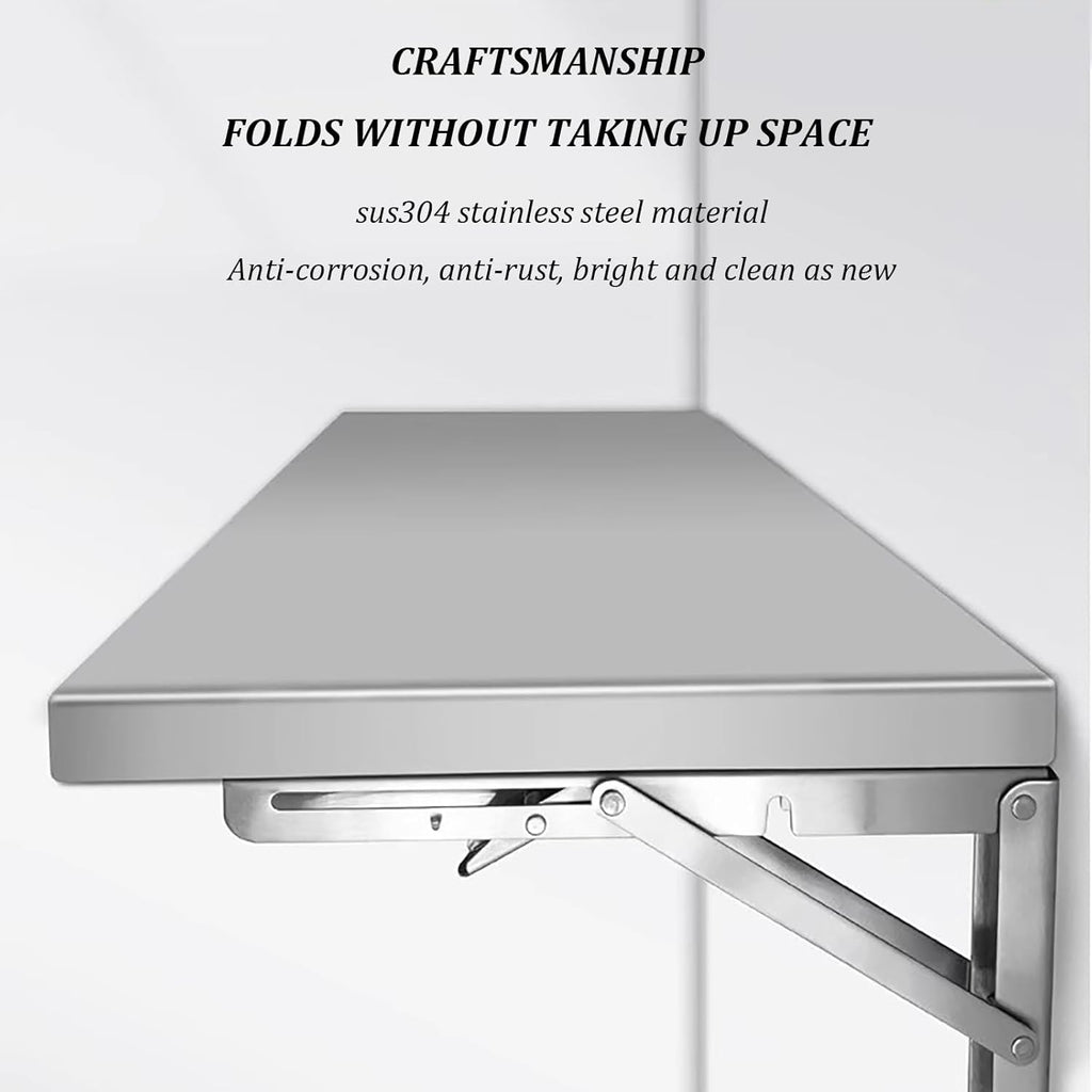 Stainless Steel Folding Wall Shelf,Stainless Steel Wall Mount Folding Table, Wall-Mounted Folding Table,for Laundry Room,Kitchen, Restaurant,Folding Design,Space Saving. (Size : L120*W30cm)