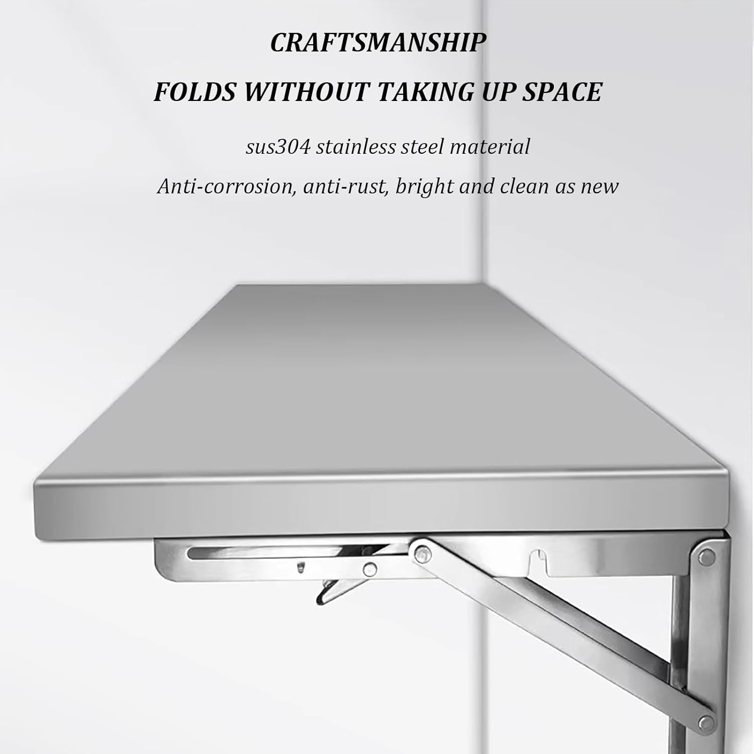 Stainless Steel Folding Wall Shelf,Stainless Steel Wall Mount Folding Table, Wall-Mounted Folding Table,for Laundry Room,Kitchen, Restaurant,Folding Design,Space Saving. (Size : L60*W40cm)