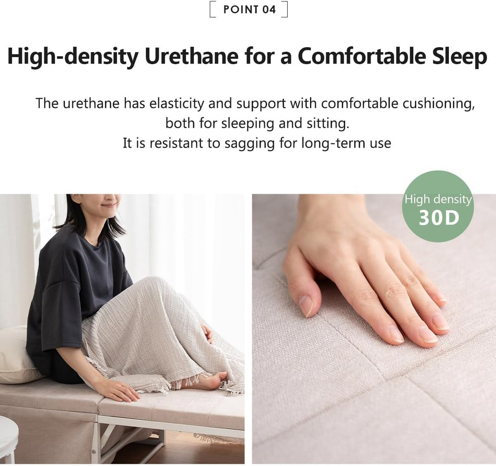 EMOOR Multifunctional Stool SHELT Transformable to Bed (Ivory), Foldable Coll...
