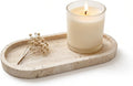 Oval Travertine Tray 4.8 in x 9.8 in for Bathroom Dresser Countertop Organizer, Natural Marble Vanity Tray for Perfume, Candles, Ring, Decorative Jewelry Dish