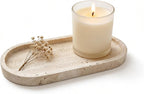 Oval Travertine Tray 4.8 in x 9.8 in for Bathroom Dresser Countertop Organizer, Natural Marble Vanity Tray for Perfume, Candles, Ring, Decorative Jewelry Dish