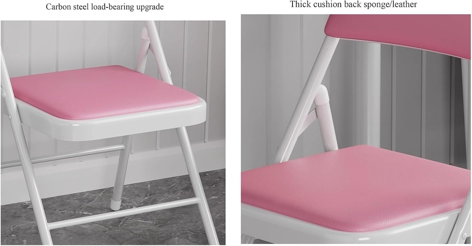 Portable Upholstered Folding Chair with Sturdy Metal Frame for Office Dining and More Comfortable and Durable