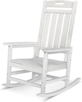 Outdoor Rocking Chair, High Back HDPE Patio Chair, All Weather Rocker Porch Chair, Lawn Chair for Deck, Porch, Backyard, Garden and Indoor, White