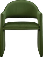 Modway Talia Performance Velvet Dining Armchair in Moss Green - Modern Curved Dining Chair with Open-Back - Stain-Resistant Velvet Barrel Chair - Living Room Accent Chair with Arms