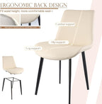 Dining Chairs, Modern PU Leather Dining Room Chair with Sturdy Metal Legs, Upholstered Seat Dinner Chairs Accent Side Chairs for Indoor Kitchen Living Room (Beige, Set of 6)