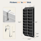 Yecaye 30 Pairs Over the Door Shoe Organizer, Large Capacity Hanging Shoe Rack for Door Hanger with Deep Pockets, Heavy Duty 10 Tier Shoe Holder for Sneakers Boots Heels College Dorm Essentials, Black