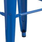 Flash Furniture Commercial Grade 30" High Backless Blue Metal Indoor-Outdoor Barstool with Square Seat