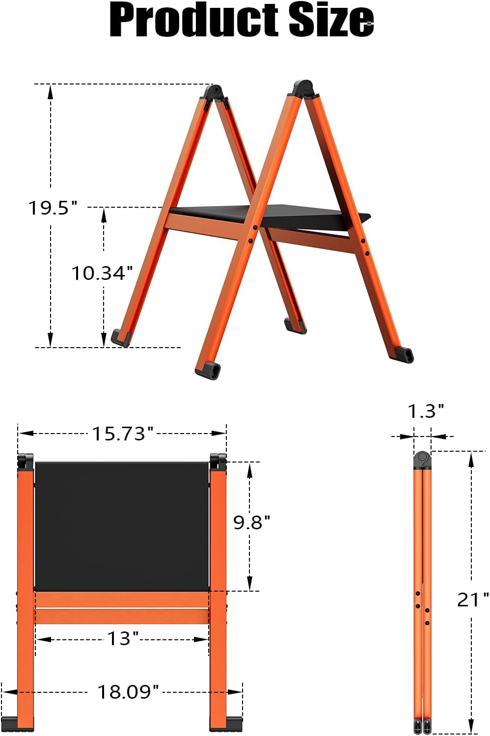 Folding Step Stool,Aluminum Ultra Thin Stool,400 Lbs Capacity Heavy Duty with...