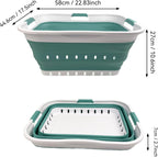 SAMMART 42L (11 gallon) Collapsible Plastic Laundry Basket - Foldable Pop Up Storage Container/Organizer - Space Saving Hamper/Basket (1, White/Celadon Green)