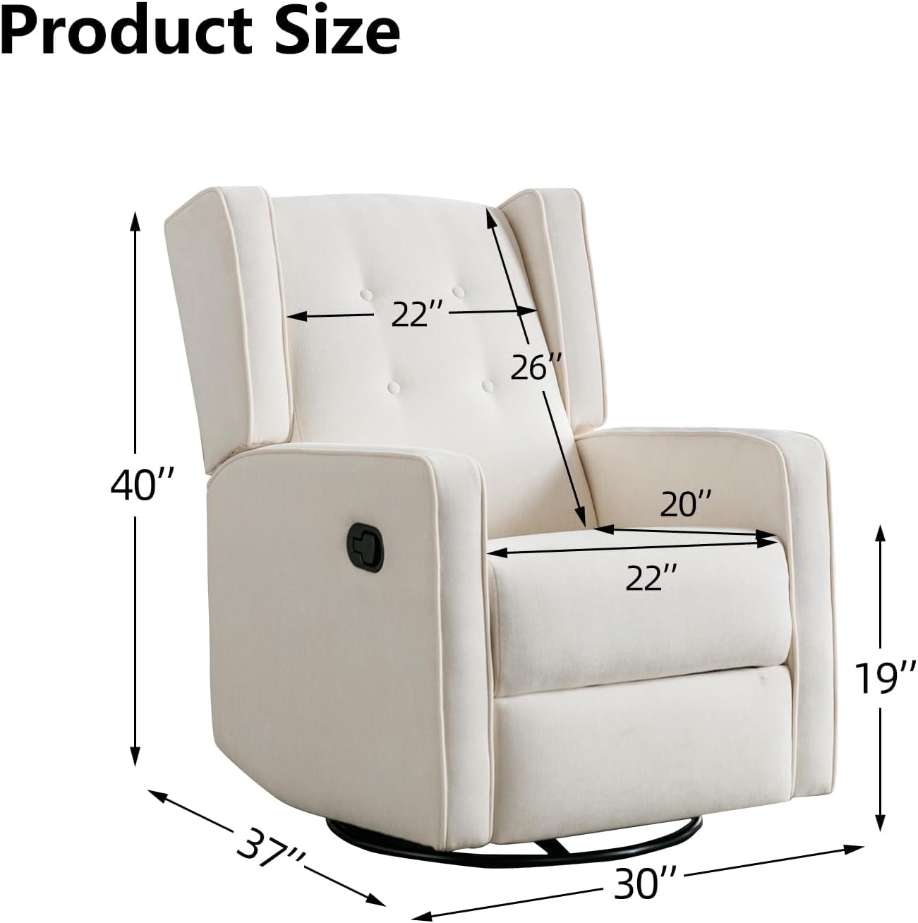 Swivel Rocker Recliner Chair Set of 2, Nursery Glider Chair, Nursery Rocking Chairs, Manual Reclining Chair, White