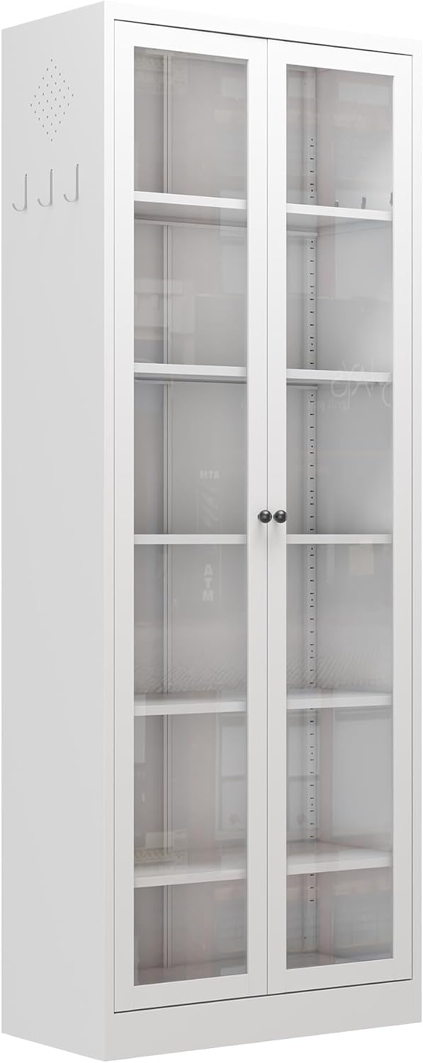 72" Tall Metal Kitchen Pantry Cabinet with 5 Adjustable Shelves, Heavy-D...
